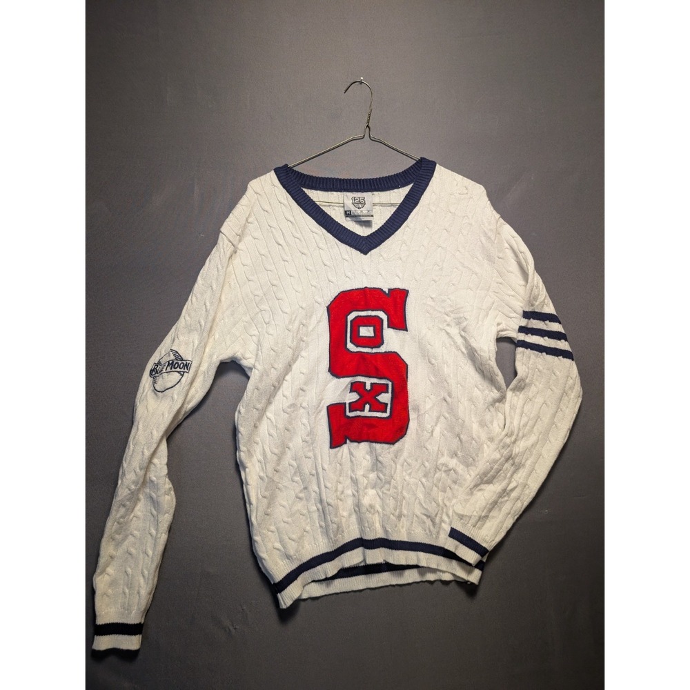 Chicago White Sox Sweater Mens Medium Baseball MLB Cable Knit 125th Anniversary